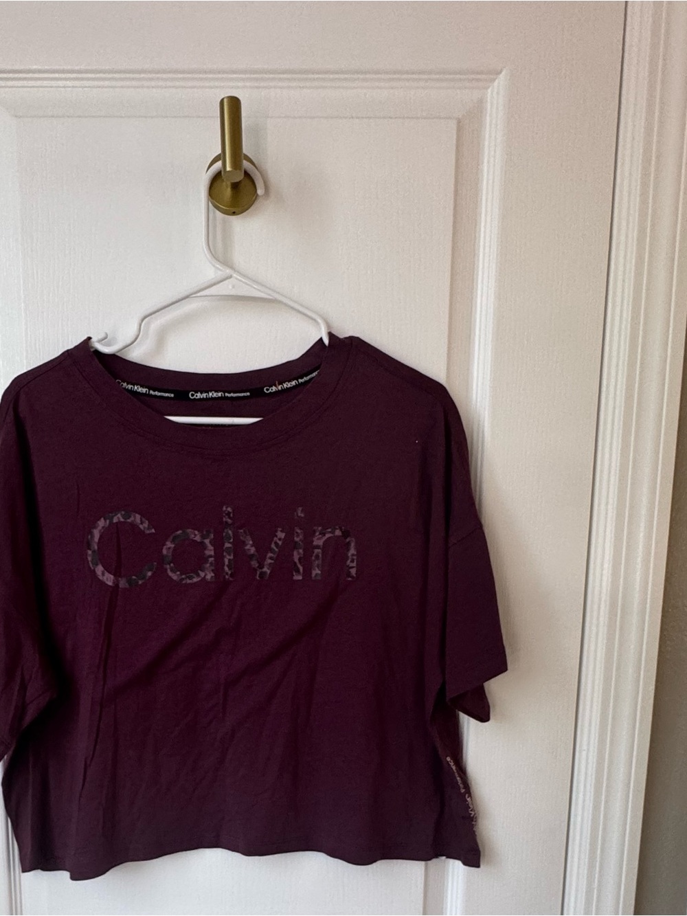 Calvin Klein Plum Logo Crop Tee